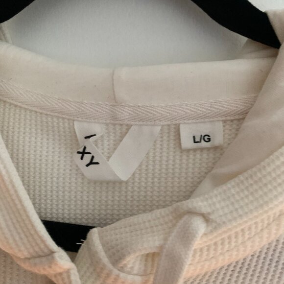 Roxy Waffle Knit Button-Up Hoodie Cream White Size L/G Oversized Fit - Picture 4 of 7